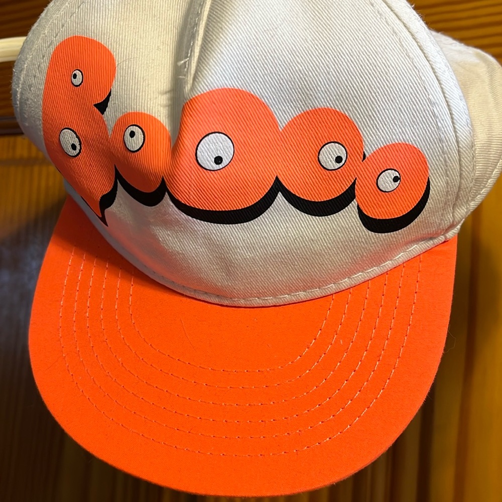 Boys size 1.5-4 years old white/orange hat with “Boooo” on front by H&M